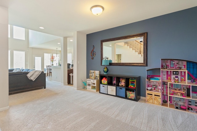 10518 Kicking Horse Pass, Cypress, TX 77433 - rec room with carpet, baseboards, and recessed lighting