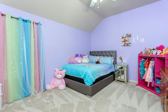 10518 Kicking Horse Pass, Cypress, TX 77433 - carpeted bedroom with vaulted ceiling and a ceiling fan