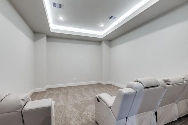 14303 Paseo Marbella Dr, Cypress, TX 77433 - cinema room with light carpet, baseboards, recessed lighting, and a raised ceiling