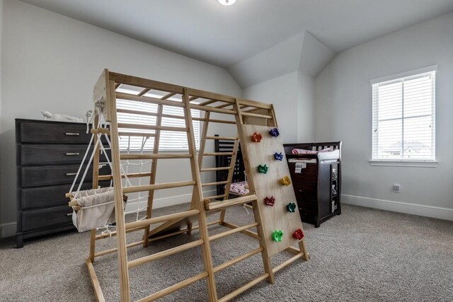 14303 Paseo Marbella Dr, Cypress, TX 77433 - carpeted bedroom featuring baseboards and vaulted ceiling