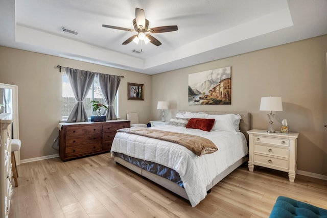 3315 Keygate Dr, Spring, TX 77388 - bedroom with a raised ceiling, light wood-type flooring, and baseboards
