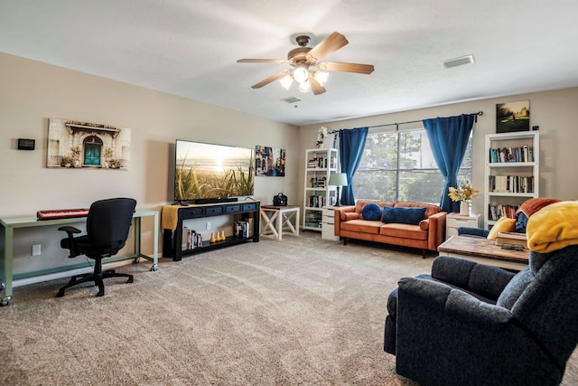3315 Keygate Dr, Spring, TX 77388 - carpeted living area with ceiling fan