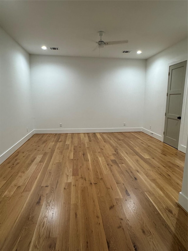 1701 Bayram Dr, Houston, TX 77055 - spare room featuring ceiling fan, light wood-style floors, recessed lighting, and baseboards