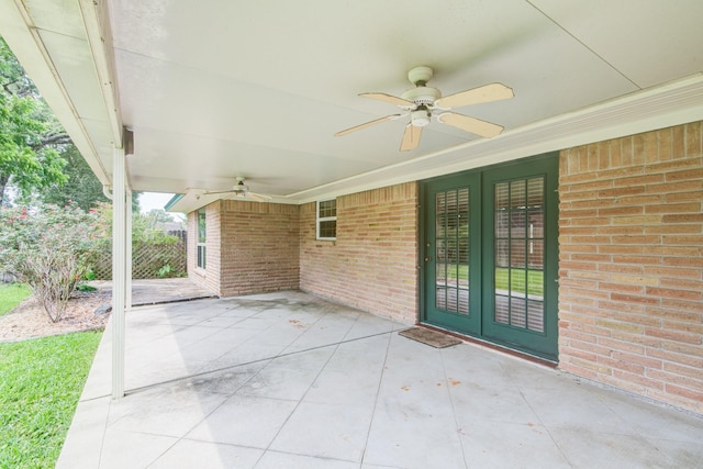 1708 Capstan Rd, Houston, TX 77062 - view of patio / terrace featuring ceiling fan and french doors