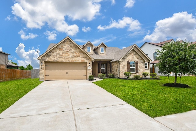 11819 Eagle Ridge Dr, Mont Belvieu, TX 77535 - view of front of house featuring stone siding, concrete driveway, and an attached garage