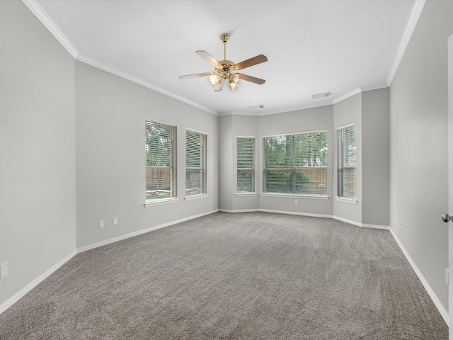 20211 Sunrise Glen Ct, Spring, TX 77379 - carpeted empty room featuring ceiling fan, ornamental molding, and baseboards