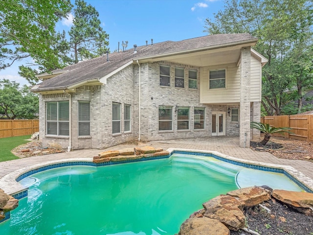 20211 Sunrise Glen Ct, Spring, TX 77379 - view of swimming pool featuring french doors, a patio area, and a fenced backyard