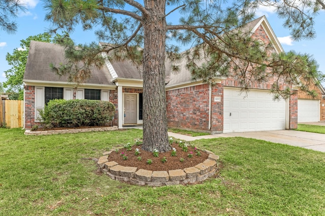 3031 W Cedar Sun Trl, Katy, TX 77449 - view of front facade featuring a garage, driveway, a shingled roof, and brick siding