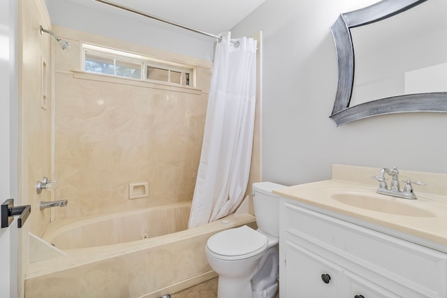 36 Jamaica Ln, Normangee, TX 77871 - bathroom featuring shower / bathtub combination with curtain, toilet, and vanity