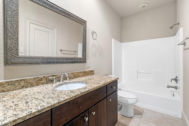 5935 Kansas St, Houston, TX 77007 - bathroom featuring toilet, shower / washtub combination, tile patterned floors, and vanity