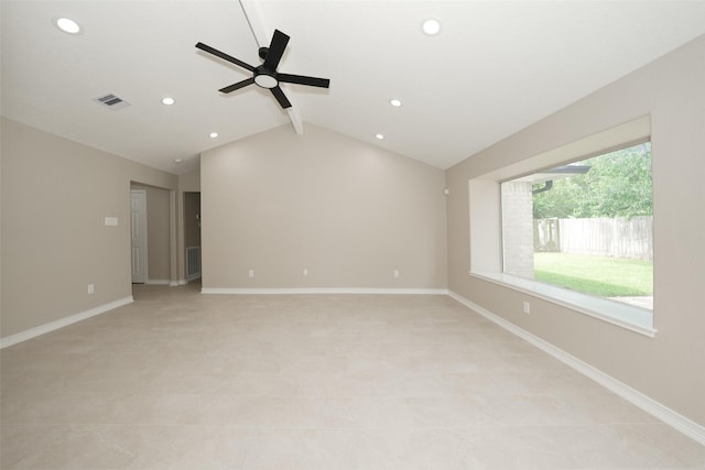 9607 Rumbling Wood Ln, Houston, TX 77086 - empty room featuring a ceiling fan, recessed lighting, and baseboards