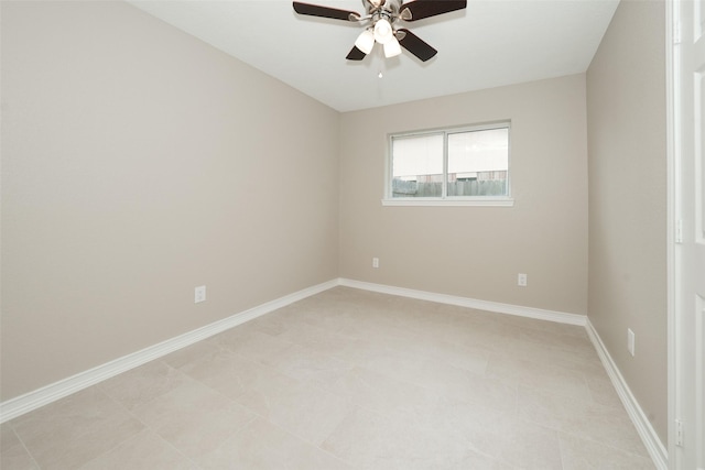 9607 Rumbling Wood Ln, Houston, TX 77086 - empty room featuring ceiling fan, baseboards, and light tile patterned flooring