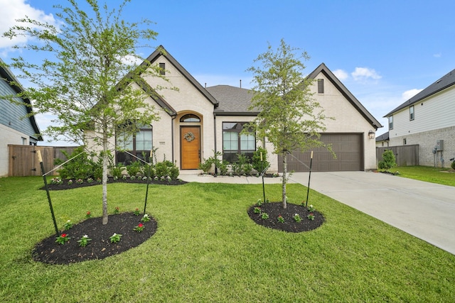 19002 Valentine Padlock Cir, Tomball, TX 77377 - french country home with driveway, brick siding, and an attached garage
