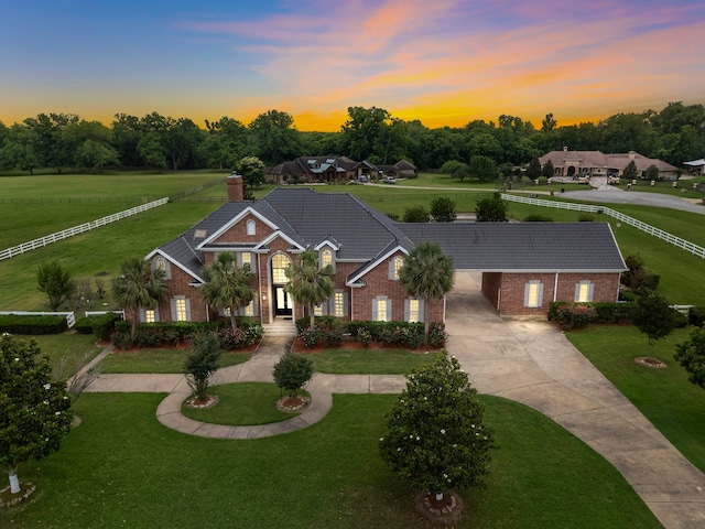 3818 Foolish Pleasure Ct, Richmond, TX 77406 - view of front facade with a tile roof, concrete driveway, brick siding, and a front yard