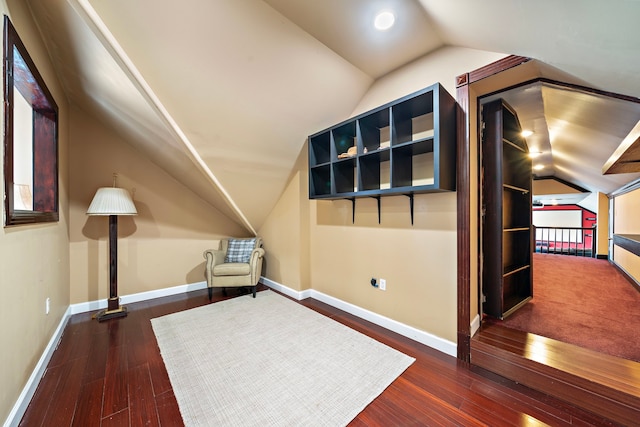 3818 Foolish Pleasure Ct, Richmond, TX 77406 - bonus room featuring vaulted ceiling, dark wood finished floors, and baseboards