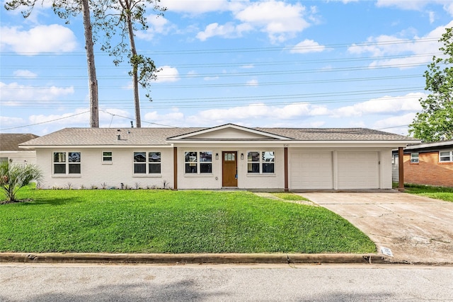 1041 Gardendale Dr, Houston, TX 77018 - ranch-style home featuring a garage, concrete driveway, a front yard, and brick siding