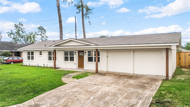 1041 Gardendale Dr, Houston, TX 77018 - ranch-style house featuring a garage, driveway, roof with shingles, and brick siding