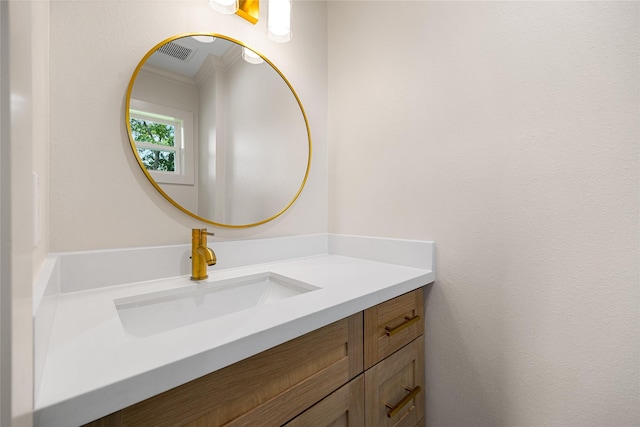 1041 Gardendale Dr, Houston, TX 77018 - bathroom with vanity and crown molding