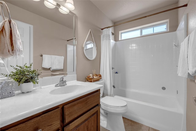 312 Fox Xing, Burnet, TX 78611 - full bath with vanity, toilet, shower / tub combo, and tile patterned floors