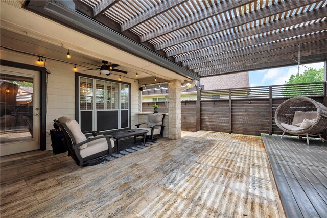 312 Fox Xing, Burnet, TX 78611 - deck featuring a ceiling fan and a pergola