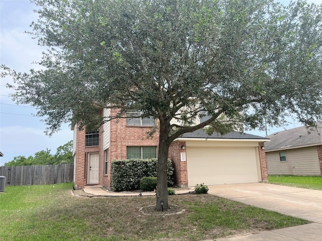 20516 Hawkins Manor Ln, Katy, TX 77449 - view of front facade with brick siding, driveway, a garage, and cooling unit