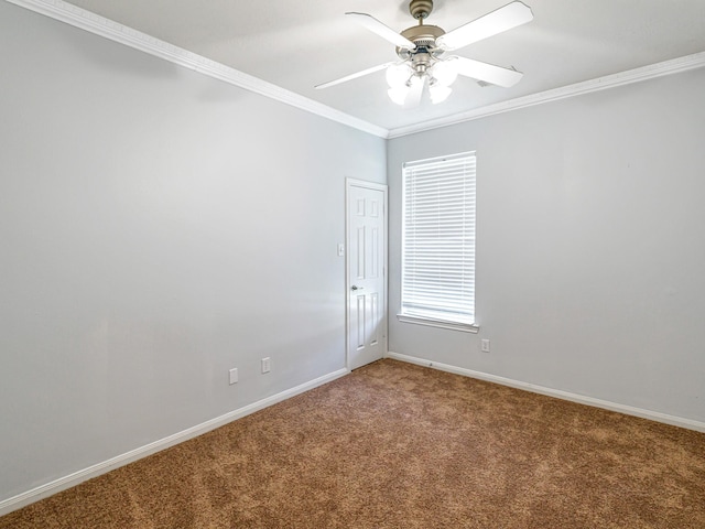25203 Auburn Terrace Dr, Spring, TX 77389 - carpeted spare room with ornamental molding, baseboards, and a ceiling fan
