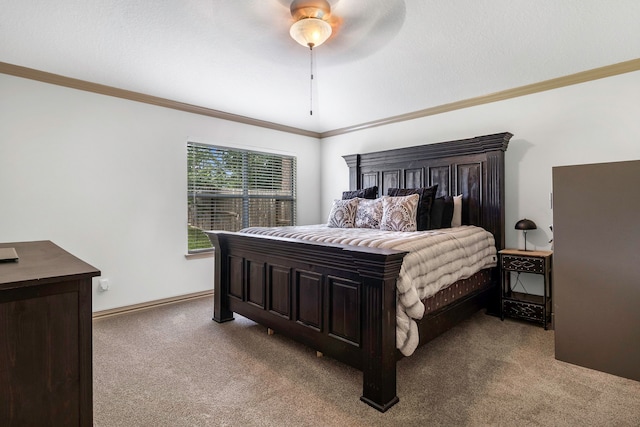 6907 Autumn Rain Ln, Spring, TX 77379 - carpeted bedroom featuring crown molding and a ceiling fan