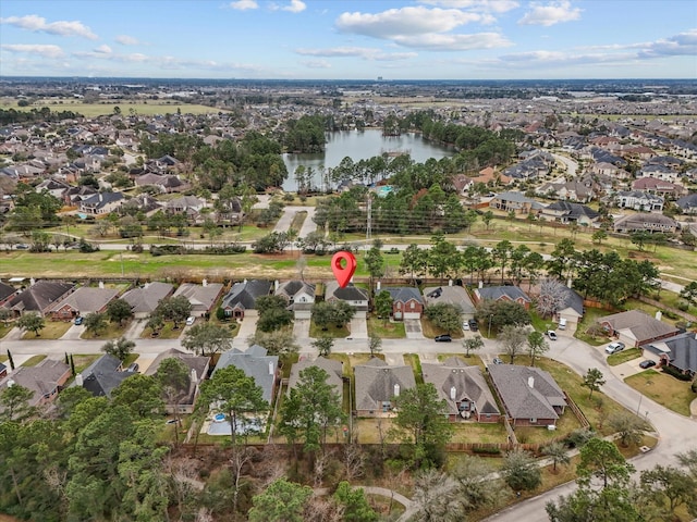 6907 Autumn Rain Ln, Spring, TX 77379 - aerial overview of property's location featuring nearby suburban area and a nearby body of water