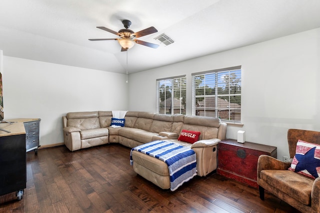 6907 Autumn Rain Ln, Spring, TX 77379 - living room with hardwood / wood-style flooring and a ceiling fan