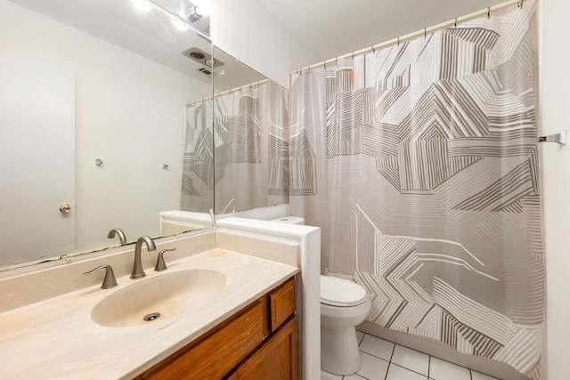 10001 Westpark Dr Unit 19, Houston, TX 77042 - bathroom with toilet, tile patterned flooring, vanity, and a shower with shower curtain