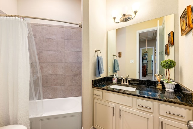 3266 Karleigh Way, Richmond, TX 77406 - bathroom with shower / bath combination with curtain and vanity