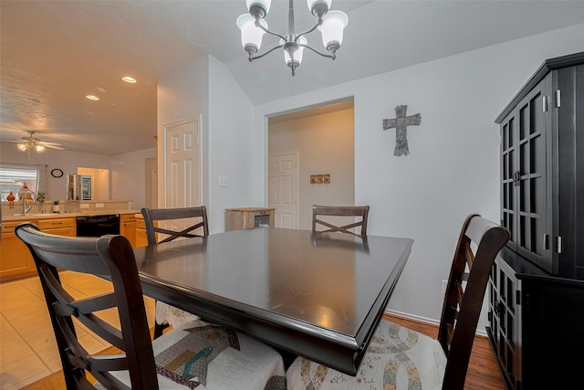 18019 Iris Edge Way, Cypress, TX 77429 - dining room with a chandelier, light wood-style floors, recessed lighting, and ceiling fan