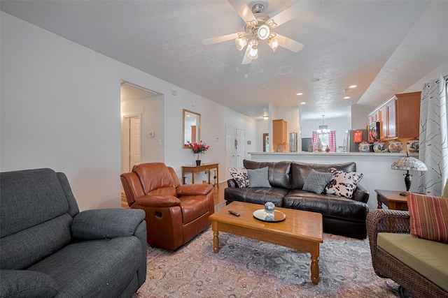18019 Iris Edge Way, Cypress, TX 77429 - living area with a ceiling fan and recessed lighting