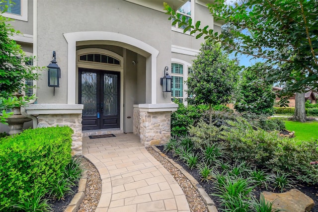 1518 Hillendahl Blvd, Houston, TX 77055 - property entrance with stucco siding and french doors