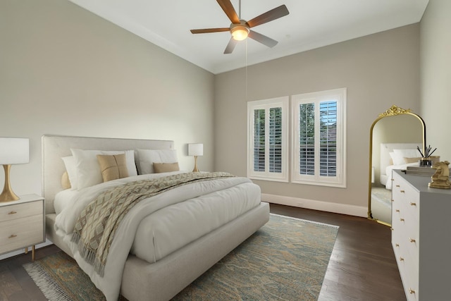 1518 Hillendahl Blvd, Houston, TX 77055 - bedroom with dark wood-type flooring and ceiling fan