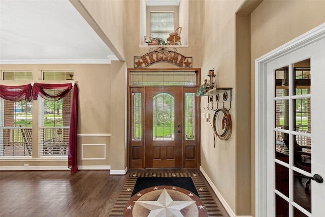 3602 Blue Lake Dr, Spring, TX 77388 - foyer with healthy amount of natural light, baseboards, a high ceiling, and crown molding