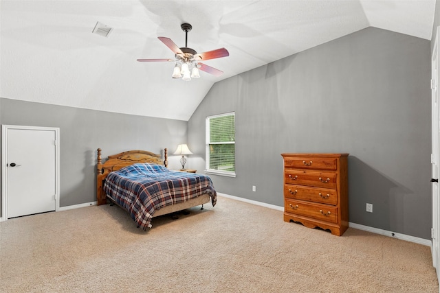 3602 Blue Lake Dr, Spring, TX 77388 - carpeted bedroom with lofted ceiling, baseboards, and a ceiling fan