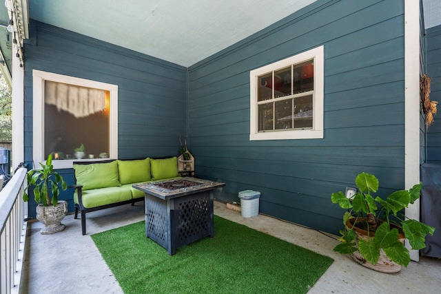 2474 Ripplewood Ct, Conroe, TX 77384 - view of yard featuring an outdoor living space with a fire pit and a patio