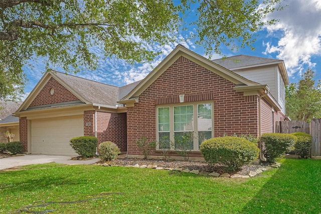 16715 Red Falls Cir, Houston, TX 77095 - view of front facade featuring brick siding, an attached garage, concrete driveway, and roof with shingles