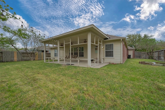 16715 Red Falls Cir, Houston, TX 77095 - back of house with a ceiling fan and a patio area