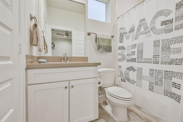 2818 Grand Fountains Dr Unit C, Houston, TX 77054 - bathroom featuring toilet, vanity, and a shower with shower curtain
