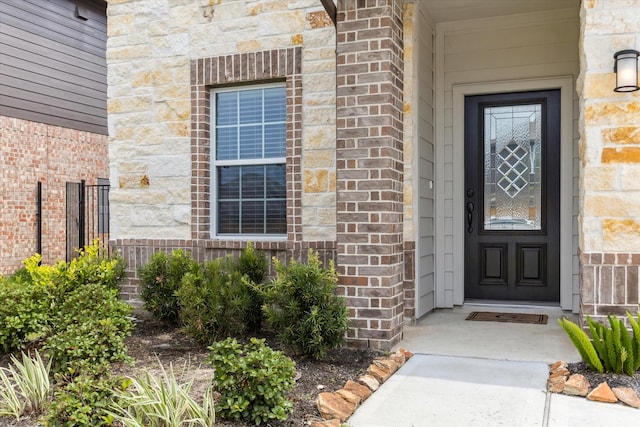 1523 Alpine Dr, Rosharon, TX 77583 - doorway to property featuring brick siding and stone siding
