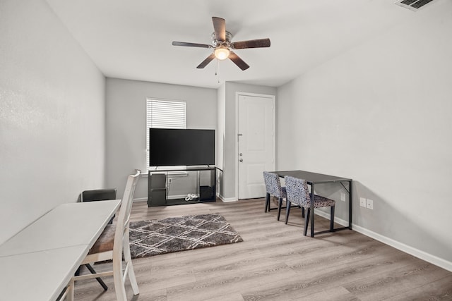 8534 Woodlyn Rd, Houston, TX 77028 - home office with wood finished floors and ceiling fan