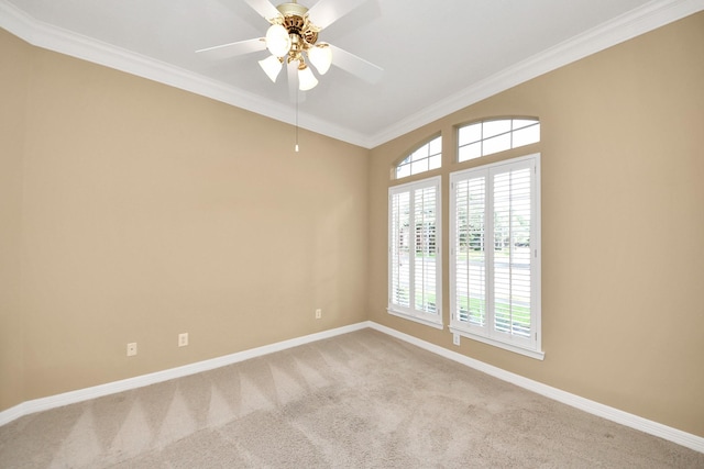 22127 Glen Arden Ln, Katy, TX 77450 - empty room with light carpet, crown molding, baseboards, and ceiling fan