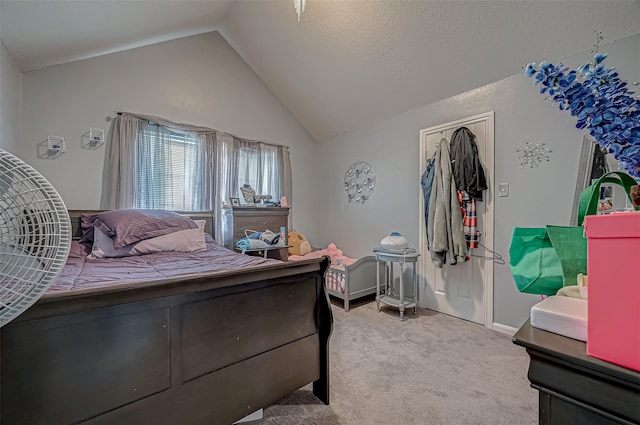 2827 Silver Charm, Houston, TX 77014 - bedroom featuring lofted ceiling, carpet flooring, and baseboards