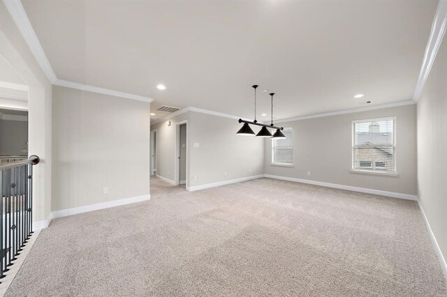 28911 Copper Break Ct, Katy, TX 77494 - empty room featuring crown molding, light carpet, recessed lighting, and baseboards