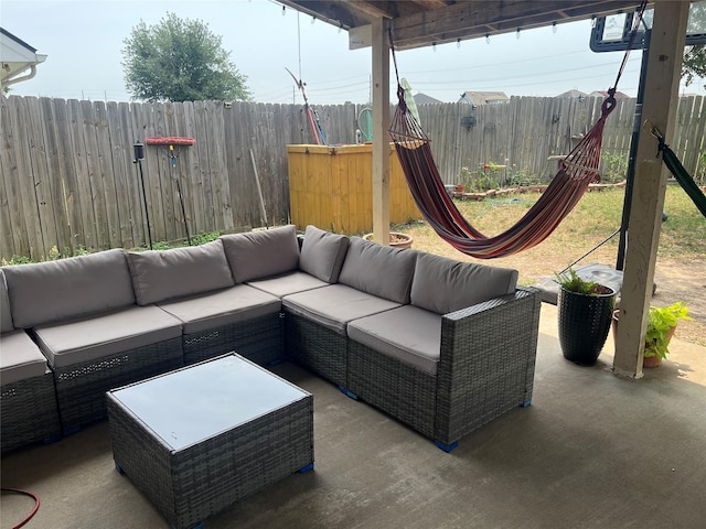20347 Hunterclif Ln, Katy, TX 77449 - view of patio featuring an outdoor living space
