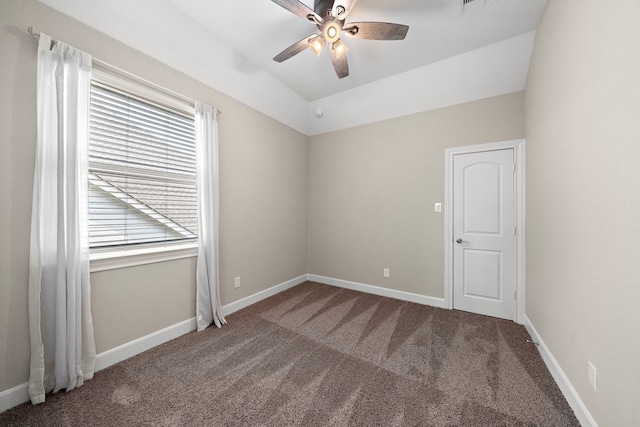 4021 Windsor Chase Dr, Spring, TX 77386 - unfurnished room with a ceiling fan, carpet, baseboards, and lofted ceiling