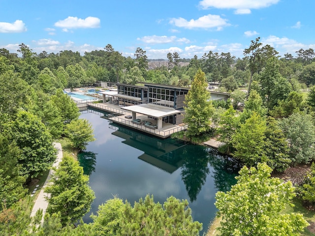 4021 Windsor Chase Dr, Spring, TX 77386 - aerial view of a nearby body of water and a heavily wooded area