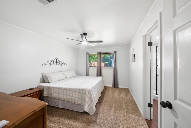 3431 Bristlecone Trl, Spring, TX 77380 - bedroom featuring crown molding, baseboards, a ceiling fan, and carpet floors